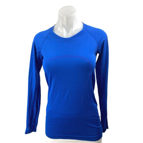 Lululemon Swiftly Tech Women's Blue Crewneck Long Sleeve Tee T-shirt Top Size 6 - Picture 1 of 3